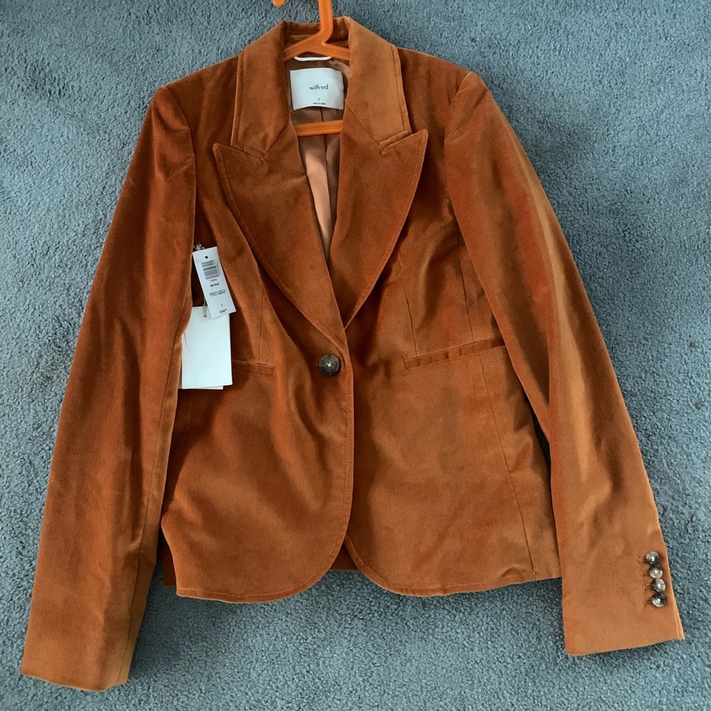 NWT-Burnt Orange Wilfred Velvet Blazer (Size 2) - Picture 1 of 4